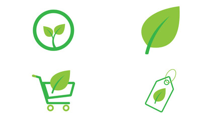 Green Eco Icons Set for Environment and Nature Conservation