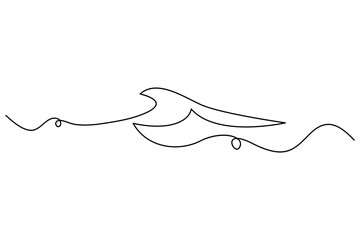 Continuous one line drawing of ocean wave outline minimal sea art vector illustration
