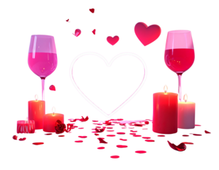 Neon 3D Valentine Heart with Romantic Décor