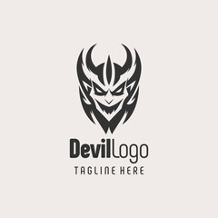 Minimalist Devil Silhouette Logo Design