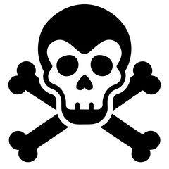 Skull and Crossbones vector silhouette on white background