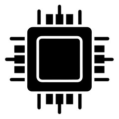 Microchip or CPU icon vector silhouette