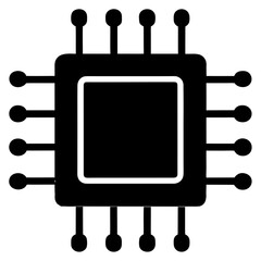 Microchip or CPU icon vector silhouette