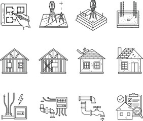 Home Construction Process IconographyHome Construction Process Iconography