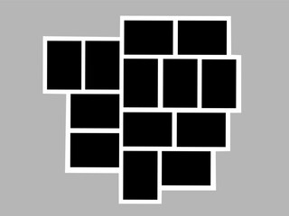 Blank photo frame design, thirteen photo frame vector collage template layout
