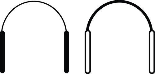 Headphone headset earphone icon set collection group in black flat and line style, audio music listening device symbol bundle, call center customer support mic pack, modern minimal outline design