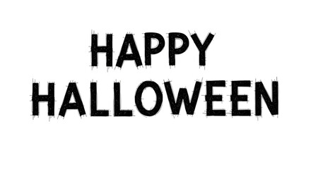 Happy halloween text with distressed font isolated on transparent background