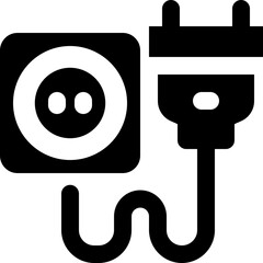 plug glyph icon. Strong and solid vector icon for websites, mobile interfaces, presentations, and visual branding. High quality and easy to edit.