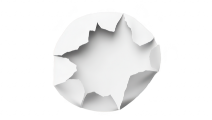 A circular tear in white paper revealing a blank space. symbolizing creativity and expression. set against a minimalistic background. ideal for design and artistic projects