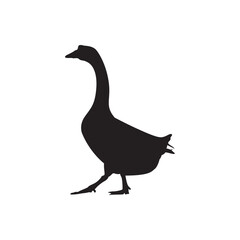Walking goose silhouette. Side view goose in motion, versatile for signage, prints, and branding. 