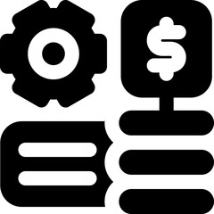 manage budget glyph icon. Strong and solid vector icon for websites, mobile interfaces, presentations, and visual branding. High quality and easy to edit.