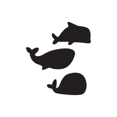 Whale family silhouette. Three whale silhouettes for conservation, patterns, and branding.