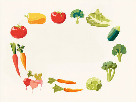 Vegetable Frame Illustration &ndash; Fresh Healthy Food Border with Space for Text