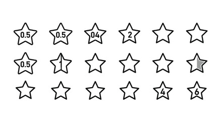 Obraz premium Collection of hand drawn stars with numbers for rating and scoring system icons vector