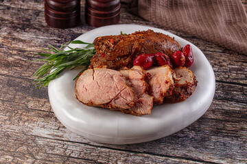 Baked pork sirloin with cornus