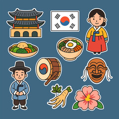 Korean Culture Traditional Symbols and Figures Sticker