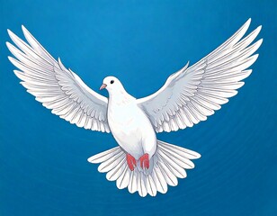 Fototapeta premium White Dove Flying with Open Wings Isolated Design 