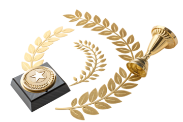 gold laurel wreath champion award set