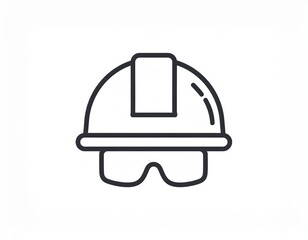 Fototapeta premium Hard hat and protective glasses icon. Hardhat line vector symbol.