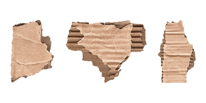 cardboard note and label pieces set, png on transparent
