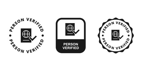 Person verified sticker or label. User or account icon. Verified user or account icon