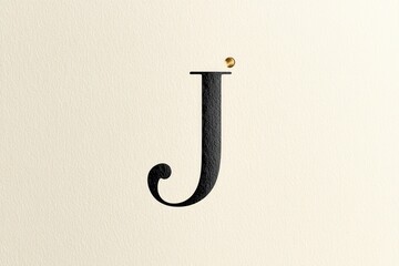 Minimalist letter J design with gold dot on textured paper AI generated