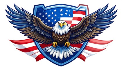 Eagle with American flag shield