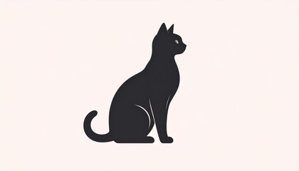 Minimalist cat silhouette illustration perfect for logos and decorative elements. 