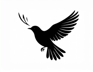 Black bird Silhouette Vector - Symbolic Flying Bird Design for Serenity and Art 