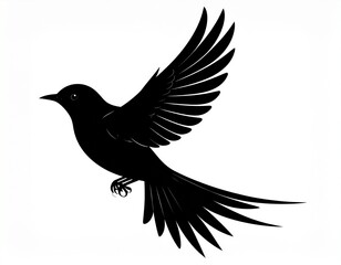 Black bird Silhouette Vector - Symbolic Flying Bird Design for Serenity and Art 