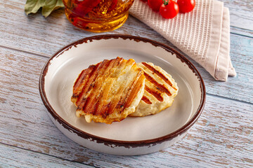 Grilled Greek haloumi cheese snack