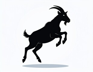 Jumping Goat Silhouette Vector - Dynamic Farm Animal Design-