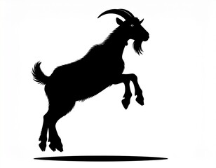 Jumping Goat Silhouette Vector - Dynamic Farm Animal Design-
