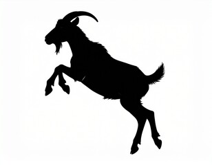 Jumping Goat Silhouette Vector - Dynamic Farm Animal Design-