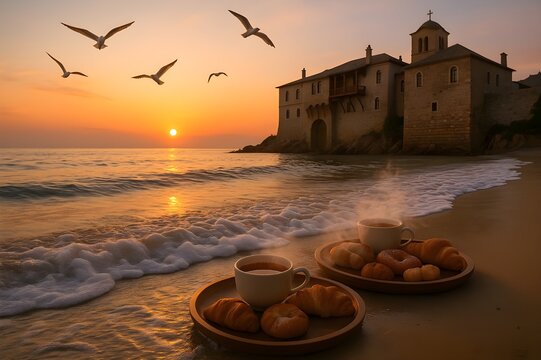 A desert canyon where elders host banquets on bridges of stone, serving dishes carved from echoes and music of the wind. - Powered by Adobe