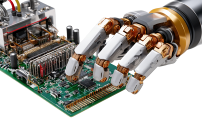 electronic components mounted on a motherboard