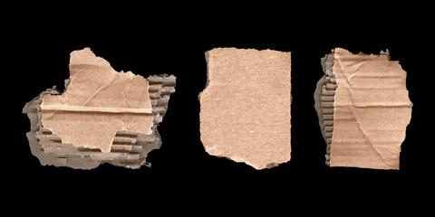 cardboard labels and note pieces set on black background
