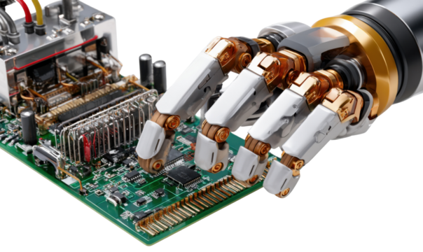 electronic components mounted on a motherboard