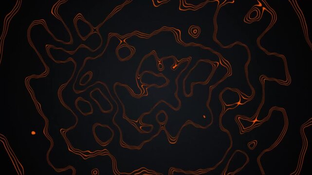 Abstract Looping Animation of Fiery Orange Wavy Lines Resembling a Thermal Heat Map on a Dark Background 4K

