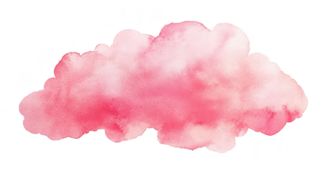 A soft. delicate watercolor illustration of a pink cloud. gentle hues and a dreamy texture. perfect for use in design projects. backgrounds. or artistic expressions