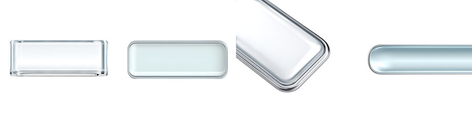 Fototapeta premium Collection of Glossy White Buttons on White Background