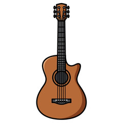 Obraz premium Acoustic guitar isolated on white background, a stringed musical instrument with a hollow body