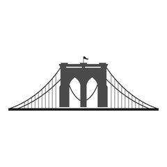 Monochrome silhouette of a bridge isolated on white background for graphic design and decoration