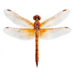 Exquisite Dragonfly: A meticulously detailed, top-down view of a dragonfly showcases its delicate wings, intricate body, and the captivating beauty of the insect world.