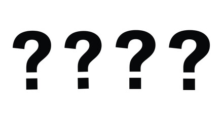 Four black question marks symbolizing confusion uncertainty doubt mystery and inquiry vector