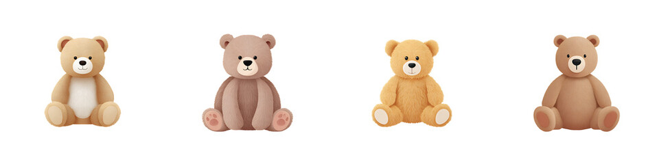 Obraz premium Collection of Cute Teddy Bears: Soft Plush Toys, Children's Illustration