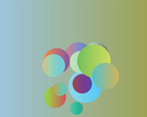 Cluster of colorful gradient spheres on a bluegreen gradient