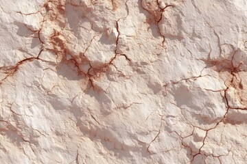 Fototapeta premium A detailed close-up view of cracked, light beige and pale orange earth, showcasing a textured surface.