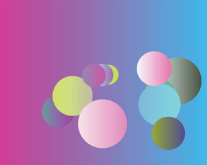 Group of colorful circles on a pink and blue gradient