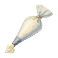 piping bag icing tool in watercolor illustration style, isolated vector on white background